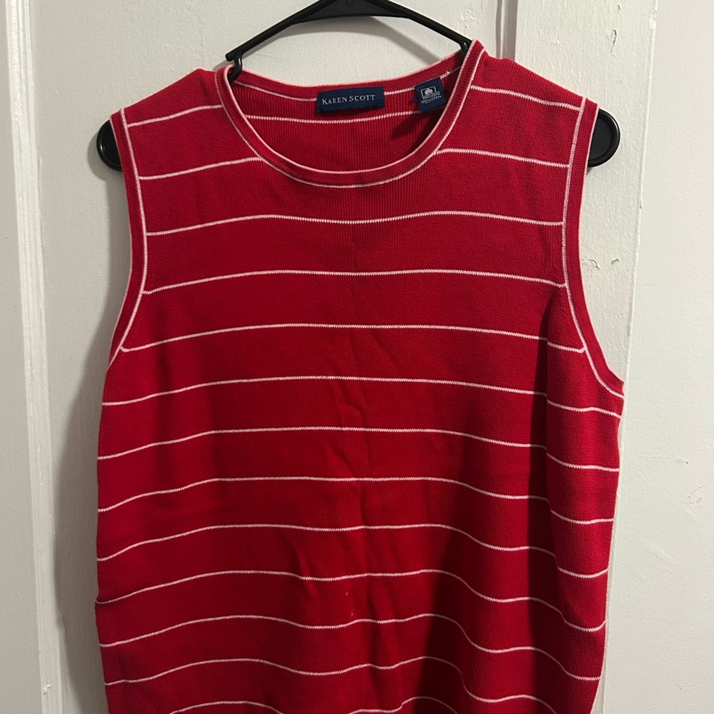 Karen Scott Red Striped Women's Top